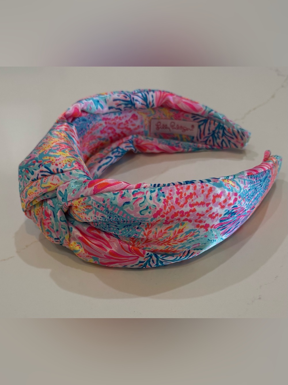LILLY PULITZER Wide Knotted HEADBAND - HAIRBAND Aquatic Print EXCELLENT PREOWN